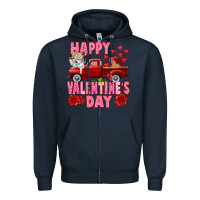 Navy Happy Valentine's day red truck Zipper Hoodie - HowdyJamesFarm