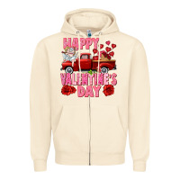 Sandshell Happy Valentine's day red truck Zipper Hoodie - HowdyJamesFarm