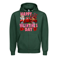 Sports Green Happy Valentine's day red truck Zipper Hoodie - HowdyJamesFarm