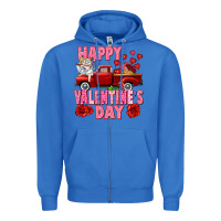 True Royal Happy Valentine's day red truck Zipper Hoodie - HowdyJamesFarm