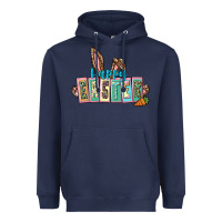 Navy Happy Easter Easter Day Heavyweight Hoodie - CowGirlArtShop