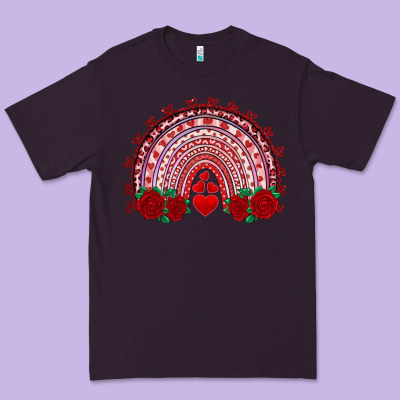 Valentine's Day Rainbow With Roses Premium Tee Designed By Adodesignshop