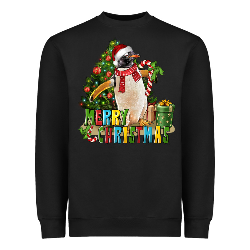 Merry Christmas Penguin Heavyweight Sweatshirt by LillyAllenDesigns | Teevron