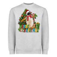 Heather Grey Merry Christmas Penguin Heavyweight Sweatshirt - LillyAllenDesigns