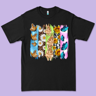 Easter Bunny Butterfly Daisy And Sunflower With Cowhide And  Leopard B Premium Tee Designed By Artiststas