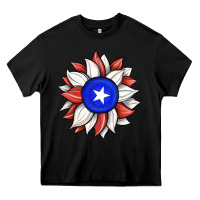 Black sunflower puerto rico flag Heavy Core Tee - JahusDesignShop