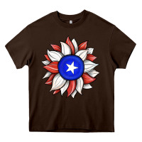 Chocolate Brown sunflower puerto rico flag Heavy Core Tee - JahusDesignShop