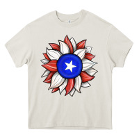 Cream sunflower puerto rico flag Heavy Core Tee - JahusDesignShop
