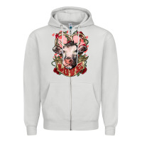 Dove Grey Cow Valentine's Day love Zipper Hoodie - HowdyJamesFarm