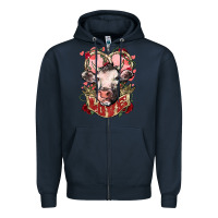 Navy Cow Valentine's Day love Zipper Hoodie - HowdyJamesFarm