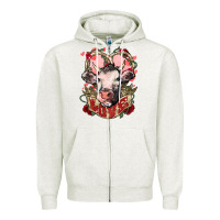 Oatmeal Heather Cow Valentine's Day love Zipper Hoodie - HowdyJamesFarm