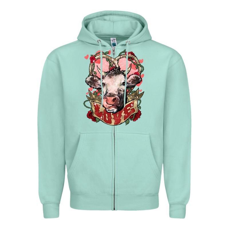 Cow Valentine's Day Love Zipper Hoodie by HowdyJamesFarm | Teevron