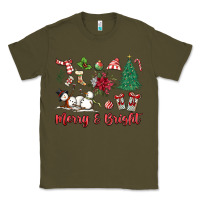 Army Green merry bright Classic Tee - MaliasSmallBusiness
