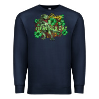 Navy Happy St. Patrick's Day T-Rex Premium Sweatshirt - HowdyJamesFarm