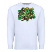 White Happy St. Patrick's Day T-Rex Premium Sweatshirt - HowdyJamesFarm