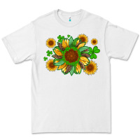 St Patricks Sunflowers With Shamrock And Glitters With Leopard Premium Tee | Teevron