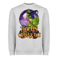 Heather Grey Hocus Croakus Frog Heavyweight Sweatshirt - LillyAllenDesigns