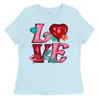Baby Blue love with balloons Ladies Tee - AdoDesignShop