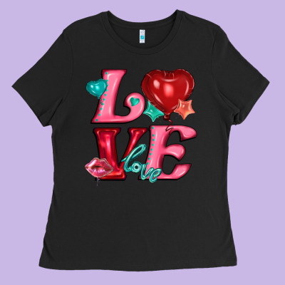 Love With Balloons Ladies Tee Designed By Adodesignshop
