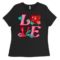 Black love with balloons Ladies Tee - AdoDesignShop