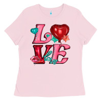 Bubblegum Pink love with balloons Ladies Tee - AdoDesignShop