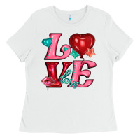 White love with balloons Ladies Tee - AdoDesignShop