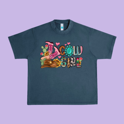 Western Cowgirl Urban Heavy Tee Designed By Maliassmallbusiness