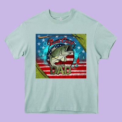Reel Cool Dad Fishing Heavy Core Tee Designed By Jasminsmagicworld
