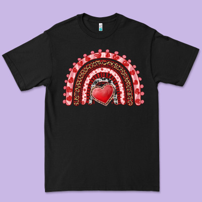 Valentine's Day Rainbow With Heart Premium Tee Designed By Adodesignshop