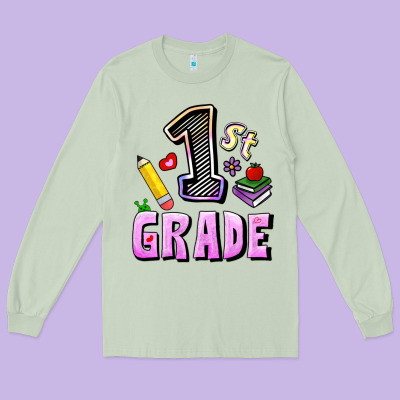 First Grade Long Sleeve Tee Designed By Ranaportraitstore