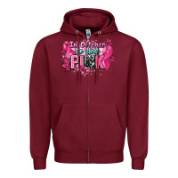 Burgundy In October we wear pink Cancer Awareness Zipper Hoodie - HowdyJamesFarm