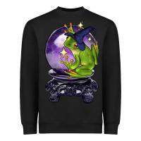 Black Halloween Frog With Crystal Ball Heavyweight Sweatshirt - LillyAllenDesigns