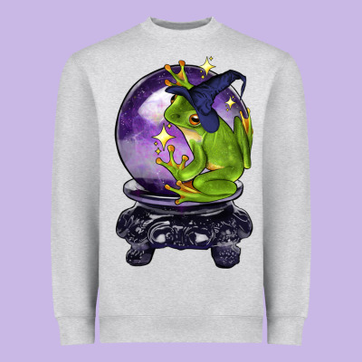 Halloween Frog With Crystal Ball Heavyweight Sweatshirt Designed By Lillyallendesigns