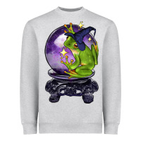 Heather Grey Halloween Frog With Crystal Ball Heavyweight Sweatshirt - LillyAllenDesigns