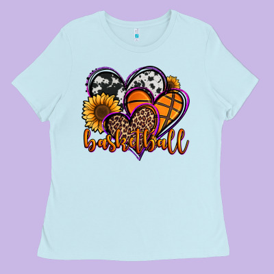 Basketball Hearts Ladies Tee Designed By Jasminsmagicworld
