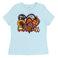 Baby Blue basketball hearts Ladies Tee - Jasminsmagicworld