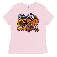 Bubblegum Pink basketball hearts Ladies Tee - Jasminsmagicworld