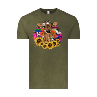 Vintage Olive baby cow flower Vintage Tee - NancyCooperArtShop