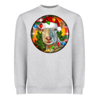 Heather Grey Saanen Goat Christmas Heavyweight Sweatshirt - LillyAllenDesigns