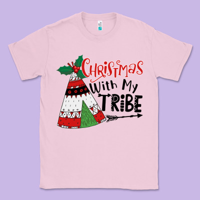 Christmas With My Tribe Boho Classic Tee Designed By Cowhidedigitalart