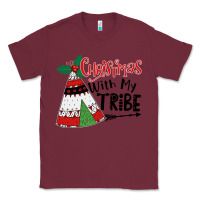 Burgundy Christmas with my tribe boho Classic Tee - CowhideDigitalArt