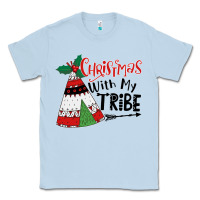 Dusty Blue Christmas with my tribe boho Classic Tee - CowhideDigitalArt