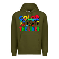 Army Green Color outside the lines Premium Hoodie - CowGirlArtShop