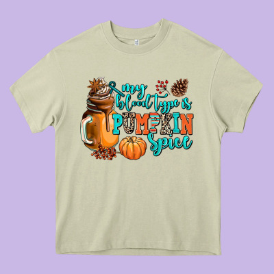 My Blood Type Is Pumpkin Spice Heavy Core Tee Designed By Adodesignshop