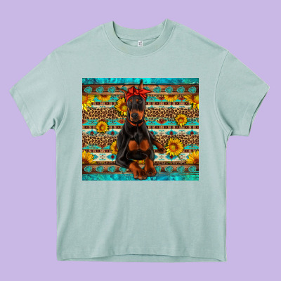 Doberman With Western Background Heavy Core Tee Designed By Artiststas