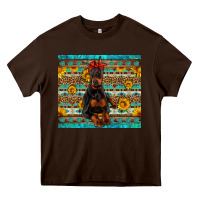 Chocolate Brown doberman with western background Heavy Core Tee - Artiststas