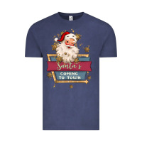 Vintage Denim santa's coming to town Vintage Tee - MaliasSmallBusiness