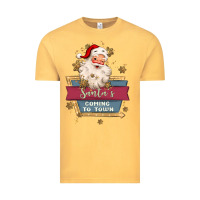 Vintage Mustard santa's coming to town Vintage Tee - MaliasSmallBusiness
