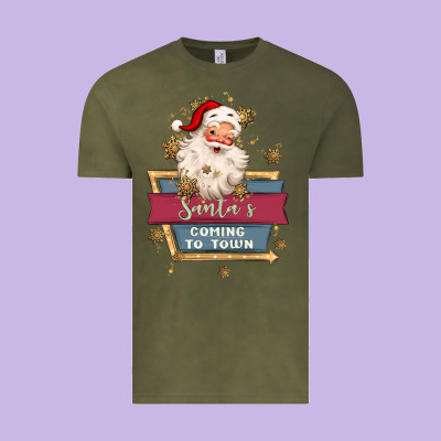 Santa's Coming To Town Vintage Tee Designed By Maliassmallbusiness