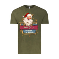 Vintage Olive santa's coming to town Vintage Tee - MaliasSmallBusiness